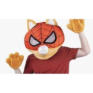 Miles Morales Spider-Man Spider-Cat Adult Plush Costume Mask Glove Set Cosplay